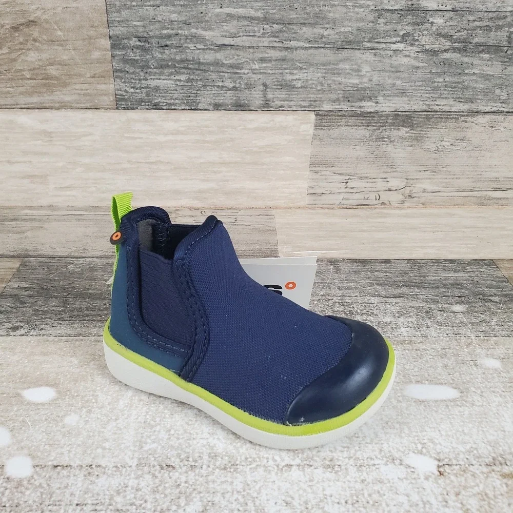 Bogs Kicker Kids Ankle Boots Sz 5‎ Navy Water Resistant Pull On Chelsea